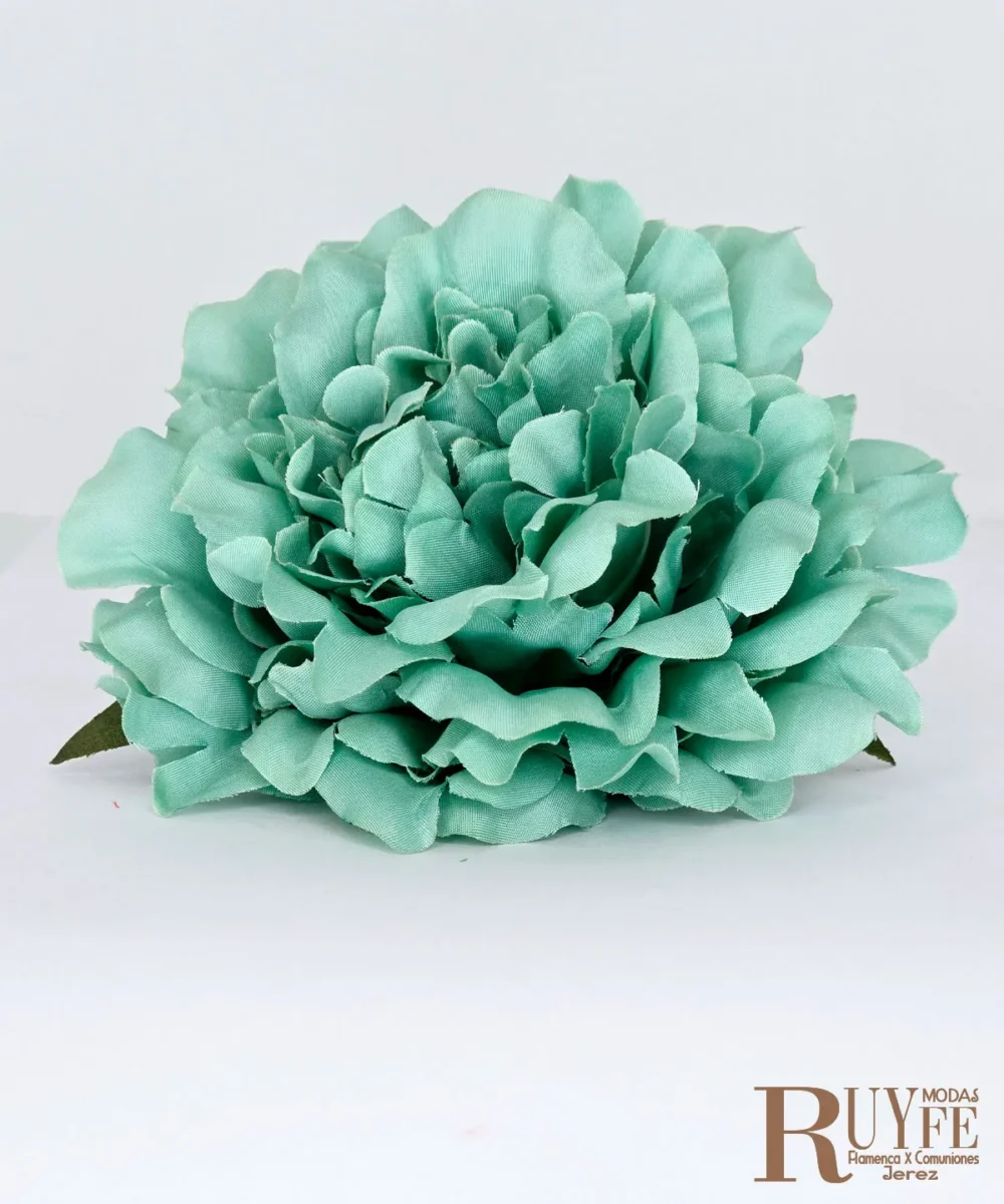 Flor peonia flamenca color Verde Agua