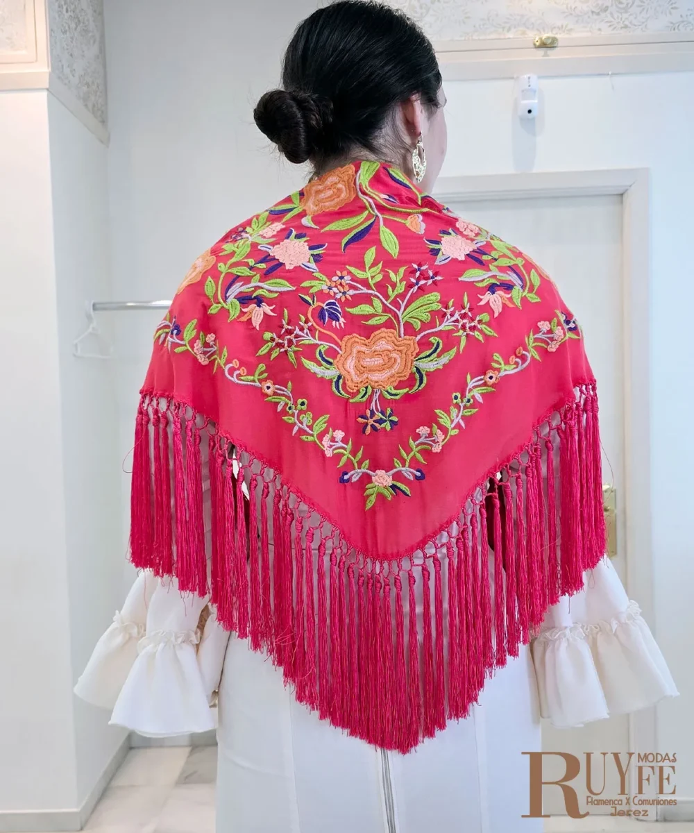 Manton Flamenco blanca