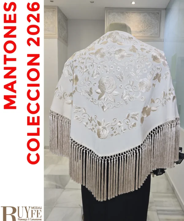 Mantón flamenco beig monocolor