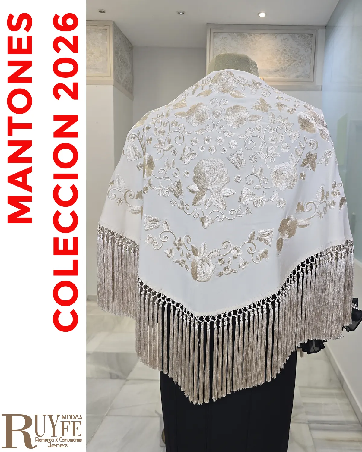 Mantón flamenco beig monocolor