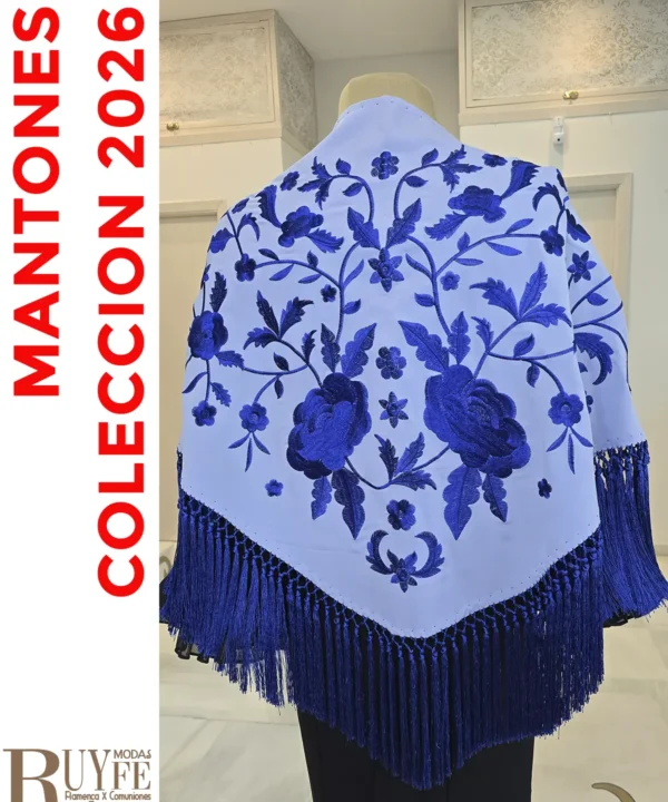 Mantón flamenco Sofia Celeste/Azulina