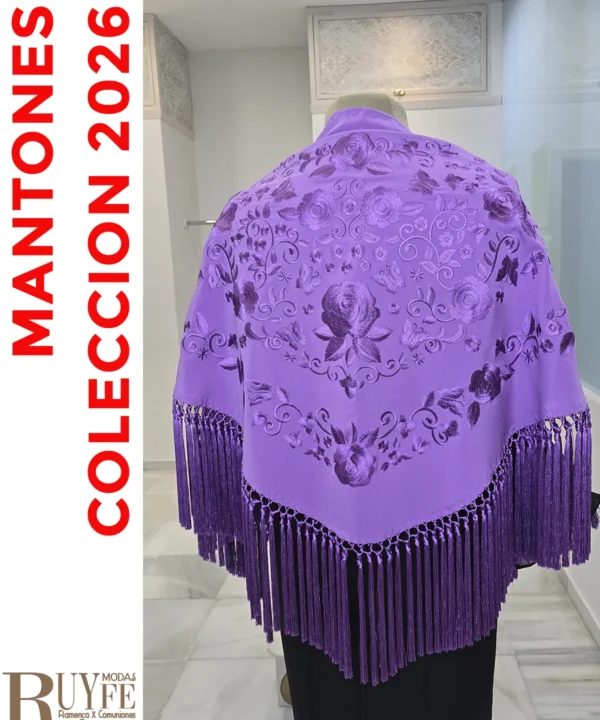 Mantón flamenco Malva monocolor