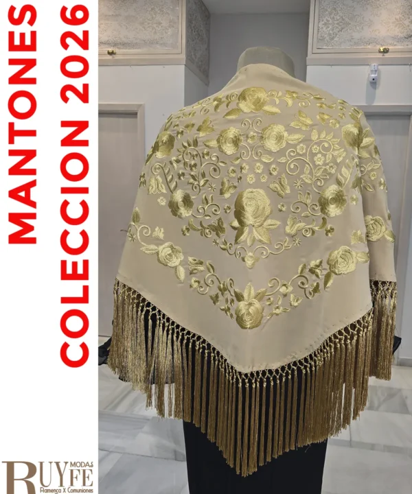 Mantón flamenco Oro monocolor