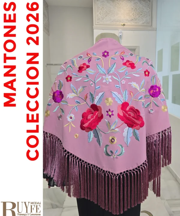 Mantón flamenco Rosa empolvado
