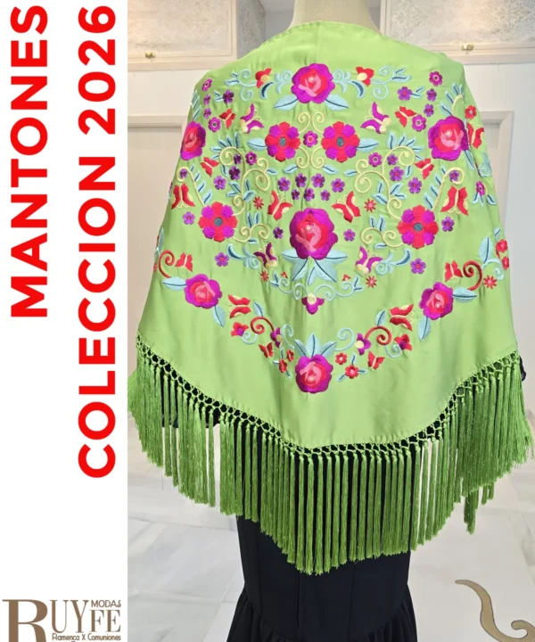 Mantón flamenco Verde Lima