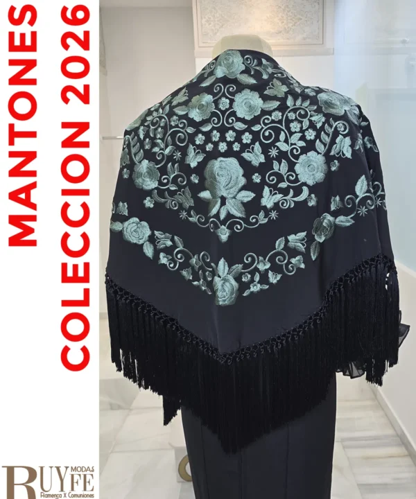 Mantón flamenco negro/Ver jabonoso