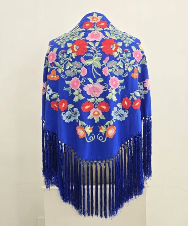 Mantón modelo Floral color azulina
