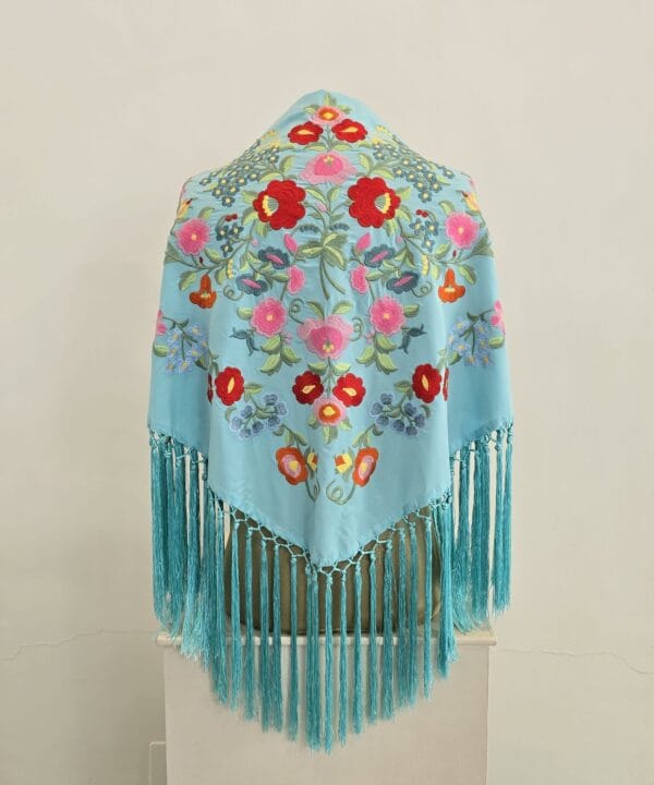 Mantón modelo Floral color turquesa