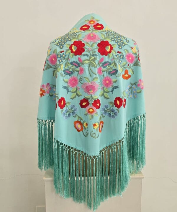 Mantón modelo Floral color verde agua